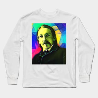 Robert Louis Stevenson Colourful Portrait | Robert Louis Stevenson Artwork 6 Long Sleeve T-Shirt